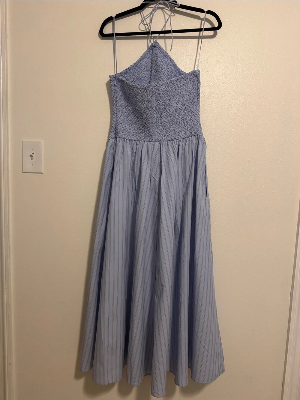 J.Crew Smocked Halter Dress in Stripe